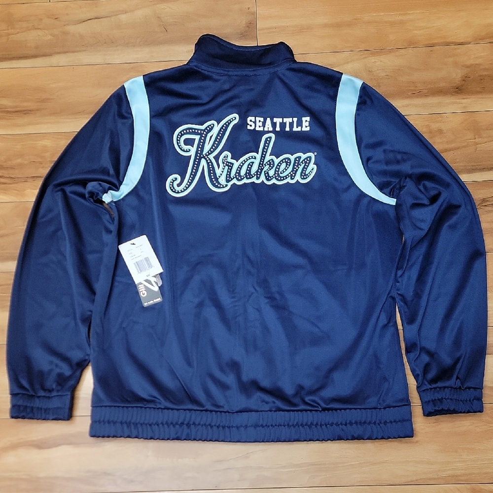 NEW Seattle Kraken NHL Women's Track Jacket by G III In Blue & Teal Size Large